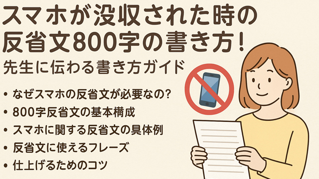 スマホが没収された時の反省文800字の書き方！先生に伝わる書き方ガイド